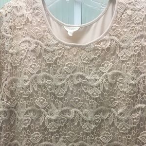 ADIVA Lace Overlay Short Sleeve Tee, 2X